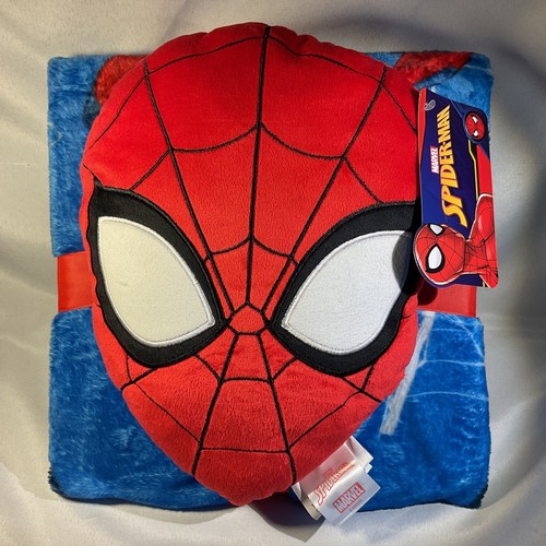 Marvel Spider-Man Nogginz Pillow & Plush Blanket Set 40” X 50”  New
