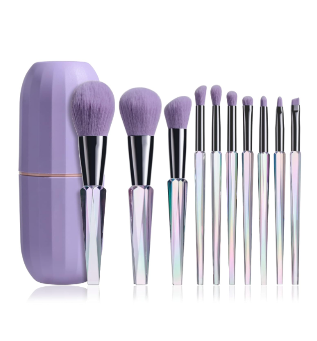 Makeup Brushes 10 Pcs Premium Synthetic Bristles Crystal handle Kit,Kabuki Found-image