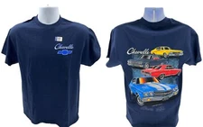 Navy Blue T-Shirt w/ Bowtie Chevy Chevelle Scene & Script Logo