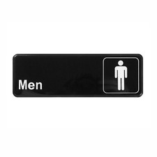 Winco SGN-311 Men Restroom Sign  3 x 9 White on Black