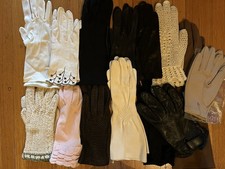 15 Pair Vintage Ladies Gloves - Opera Embroidered Leather Crochet
