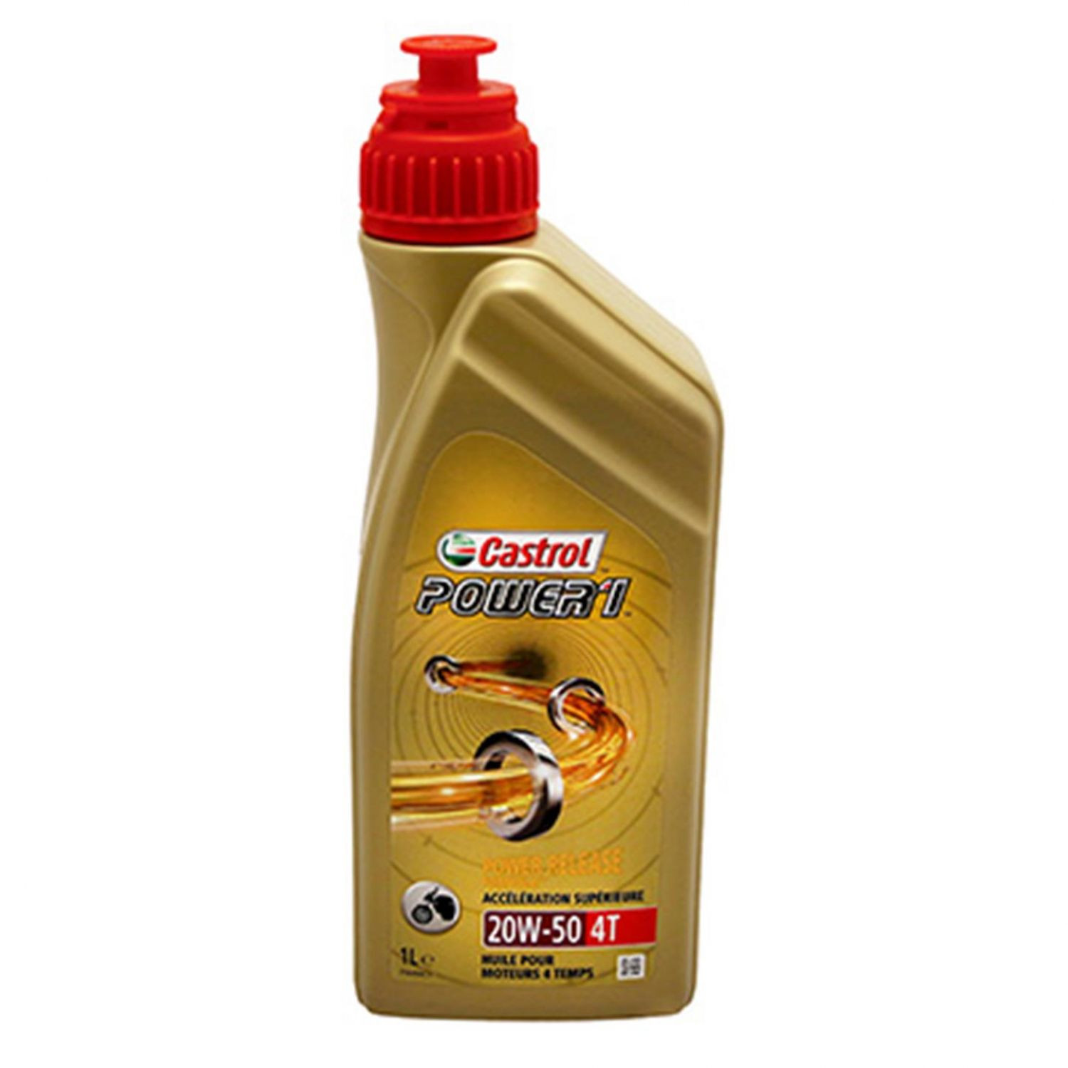Huile moteur Castrol Power 1 4T 20W50 lubrifiant semi-synthétique pour moto 4 temps 1L