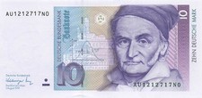 Germany 10  Deutsche Mark  1.8.1991  Series  AU - N0  Uncirculated Banknotes G 2