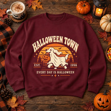 Vintage Halloween Sweatshirt Ghost Pumpkin Halloween Town Fall Graphic