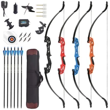 Adult Beginner Archery Target 53" Takedown Recurve Bow Arrows Quiver Set 40LBS