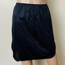 Vanity Fair Vintage 80s Black Lace Edge Mini Length Lingerie Slip Skirt