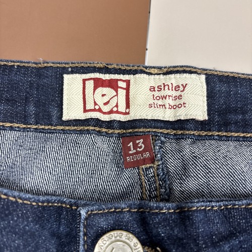 L.E.I. LEI Ashley Low Rise Slim Boot SZ 13 Y2K Jeans Dark Wash Blue NWOT - Picture 2 of 8