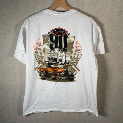 #ad Vtg Dunn Edwards Paints 90 Years T Shirt Mens L White Graphic Workwear House $24.99