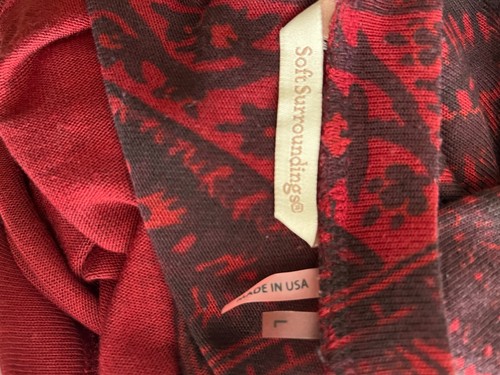 Soft Surroundings Red Paisley Tunic L Boho Artsy Loungey Romantic USA Made - Picture 5 of 6