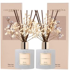 Cocorr na 2-Pack Reed Diffuser Set, 6.7oz Clean Linen Scent for Home, Office