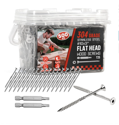#ad 500PCS 10×3 in 304 Stainless Steel Deck Screws Corrosion Resistant T25 $69.99