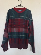 Vintage Pendleton Plaid Wool Sweater Mens Medium Made USA 100 Virgin Wool