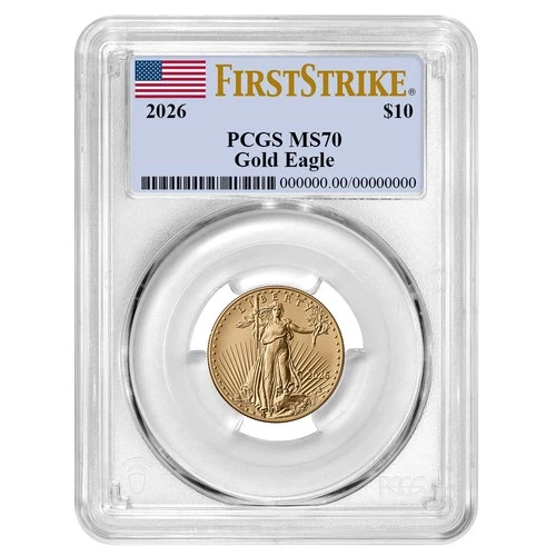 2026 $10 1/4-oz American Gold Eagle PCGS MS70 FS Flag Label