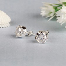 6 Ct Certified White Diamond Solitaire Studs Great Sparkle