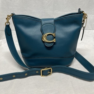 Coach Tali Leather Bucket Bag Satchel CA112 Teal Blue -Tabby Carried Once