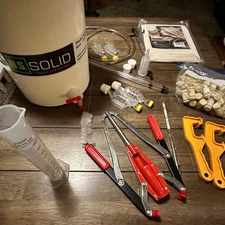 Preowned Wine Making Equipment Kit - with Auto-Syphon, Hydrometer, Corker, Etc