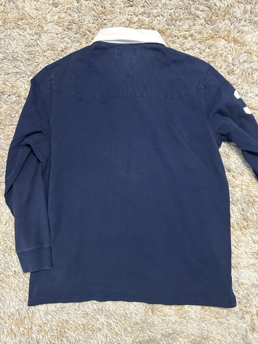 Polo Ralph Lauren Vintage Camicia Uomo L Rugby #3 Blu Felpa Big Pony * - Foto 4 di 4