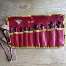 Indestro Super SAE 4 Way Angle Open End Ignition Wrench Set No. 888 Vtg USA READ