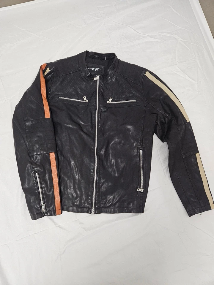 Chaqueta de cuero negra con remache para motocicletas ligeras de carreras negra XL Foto 2 de 3