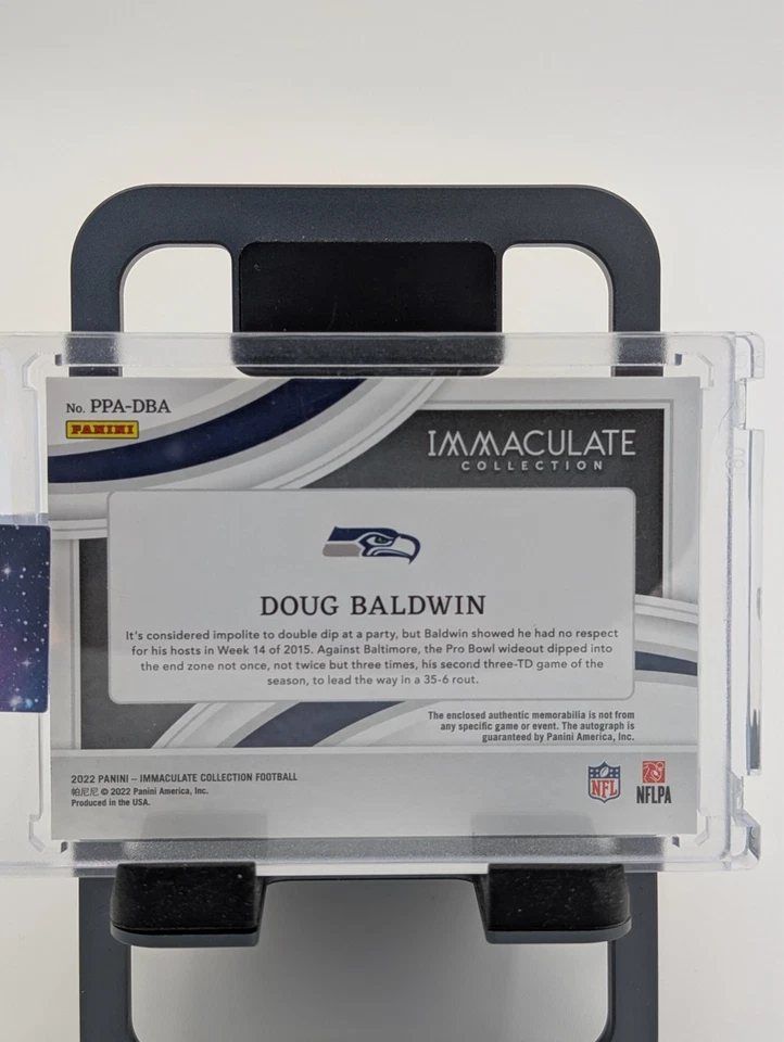 2023 Immaculate Doug Baldwin Premium Patch On Card Auto /99 - Image 2 of 2