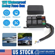 12V Fuse Relay Box With 6 Relays And 6 Way ATC/ATO Fuses For Car Marine Boat HOT