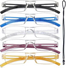 5 Pack Rimless Reading Glasses Women Men Blue Light Blocking Computer Readers Li