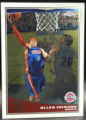 2009-10 Topps Chrome Allen Iverson 028/999 NM SP #28 Pistons Nuggets 76ers HOF
