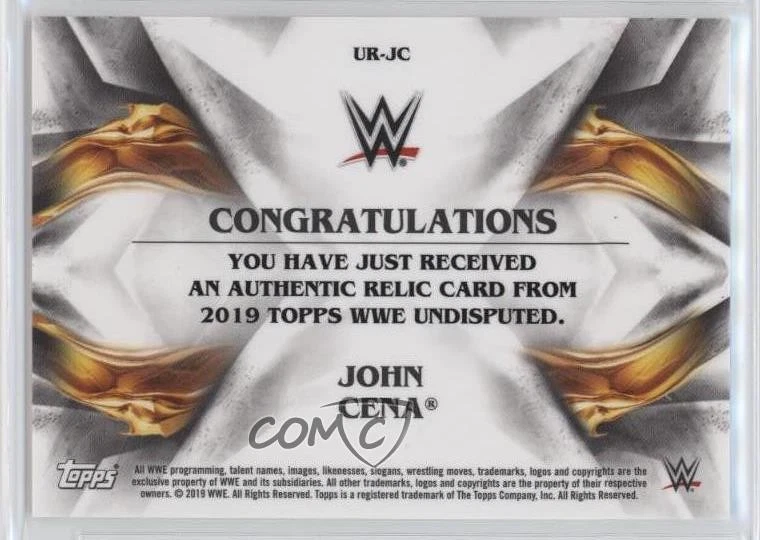 2019 Topps WWE Undisputed Relics /99 John Cena #UR-JC - Image 2 of 2