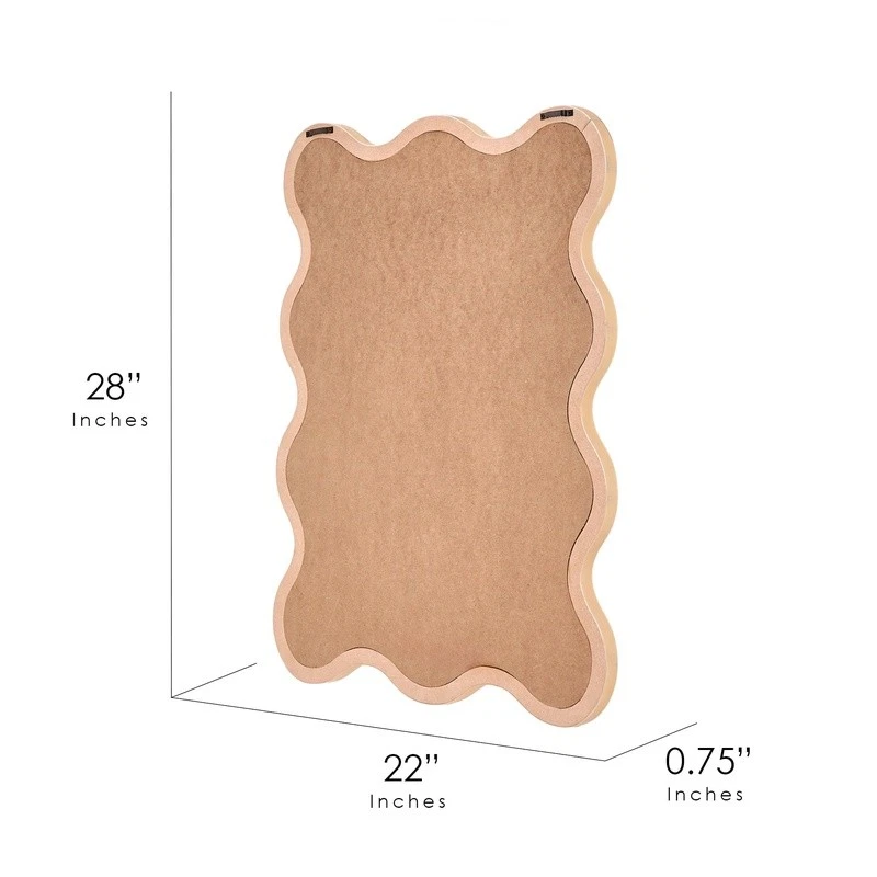 Espejo ondulado enmarcado decoración de pared vertical horizontal elegante pieza de acento nuevo Foto 4 de 4