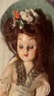 Vintage-Style Girl Fashion Doll, Brown Wavy Hair Blue Moving Eyeslids, Green Hat — photo 2