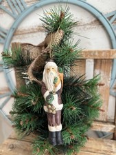 Vintage Ceramic Primitive Folk Art Santa Ornament NEW