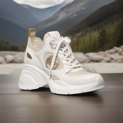 Michael Kors Women s Zuma Metallic and Mesh Trainer Sneakers Size 9.5