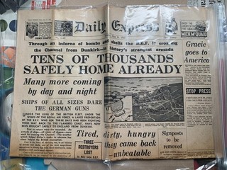 Original WW2 DAILY EXPRESS NEWSPAPER. May 31st 1940 DUNKIRK