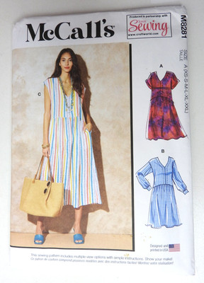 McCalls M8281 Schnittmuster locker sitzendes Kleid mit Taschen Gr. XS bis XXL NEU