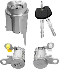 Ignition Switch Lock Key and Front Door Lock Cylinder Set Compatible with Toyota