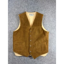 Vintage Tregos Westwear Suede Leather Vest Mens Brown Sherpa Lined Cowboy 38 70s