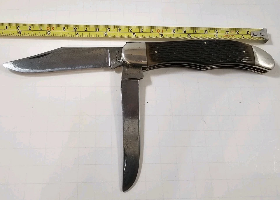 Винтажный складной охотничий нож SCHRADE WALDEN USA N.Y. 225 H с ножнами - Изображение 2 из 4