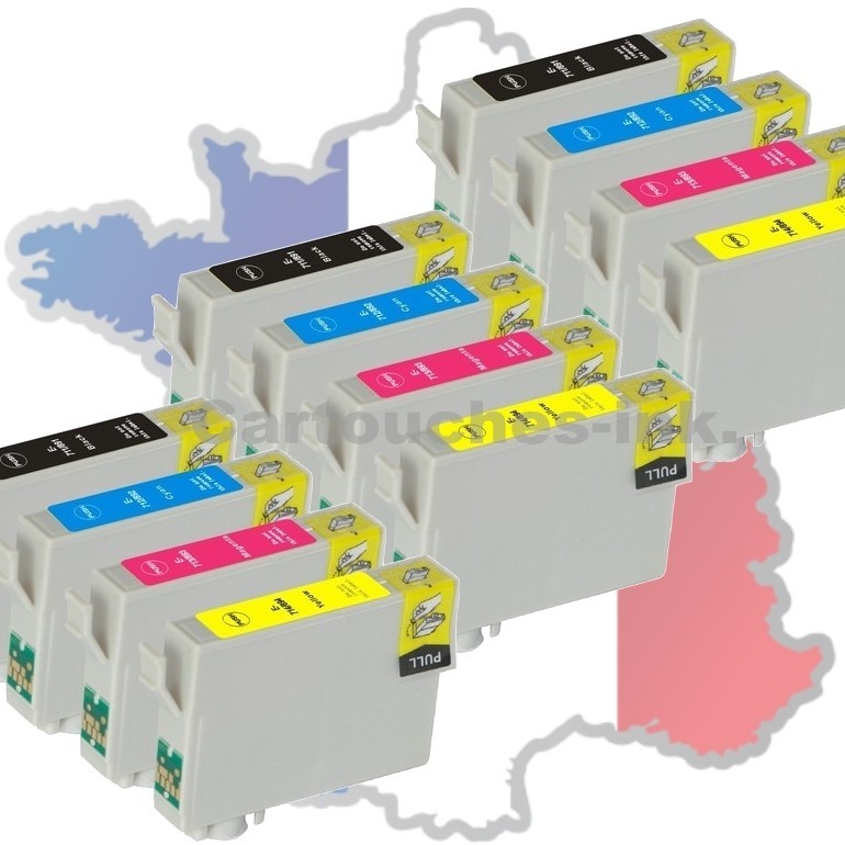 Cartouches d'encre T0711 T0715 pour jet d'encre DX - Pack 12 réservoirs haute capacité