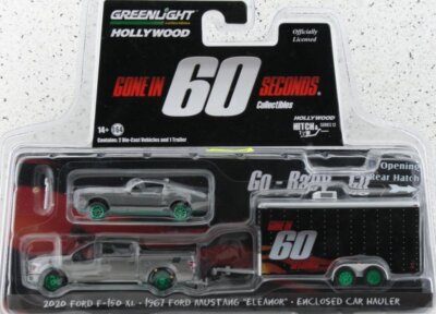 FORD F-150 XL + Shelby Eleanor +Trailer  - CHASE CAR - Greenlight 1:64