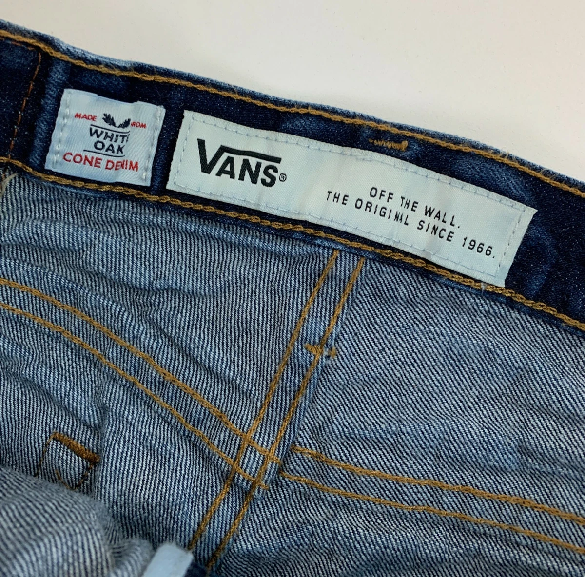 VANS OFF THE WALL MEN'S WHITE OAK CONE DENIM V16 SLIM JEANS 32 X 34