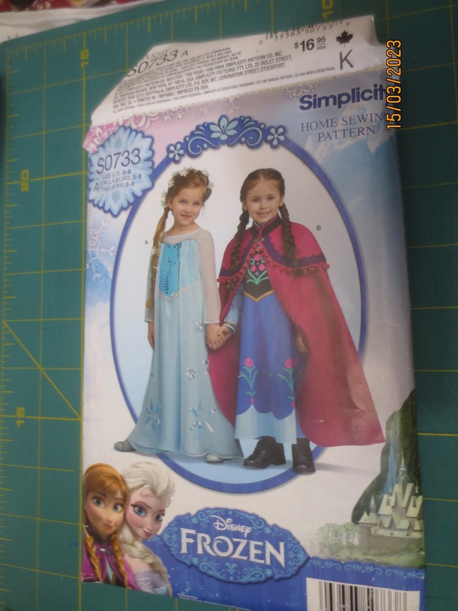 Uncut Simplicity S0733 Disney Frozen Elsa Anna Dress Pattern - Girls Size  3-8
