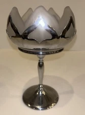 Farber Brothers Chrome and Glass Compote Dish, Flower, Lotus Shape kk391