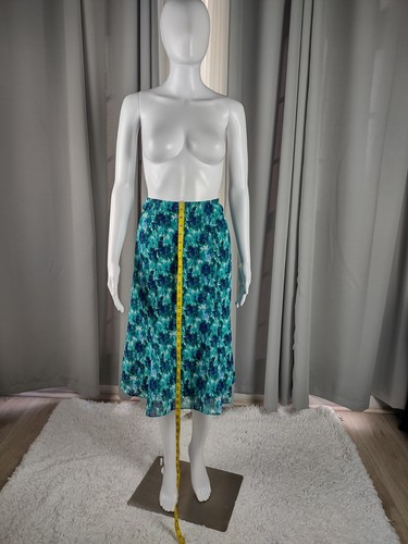 Gonna donna Jones Wear blu, verde floreale foderata con zip laterale A-Line taglia 12 (nuova con etichette) - Foto 5 di 11