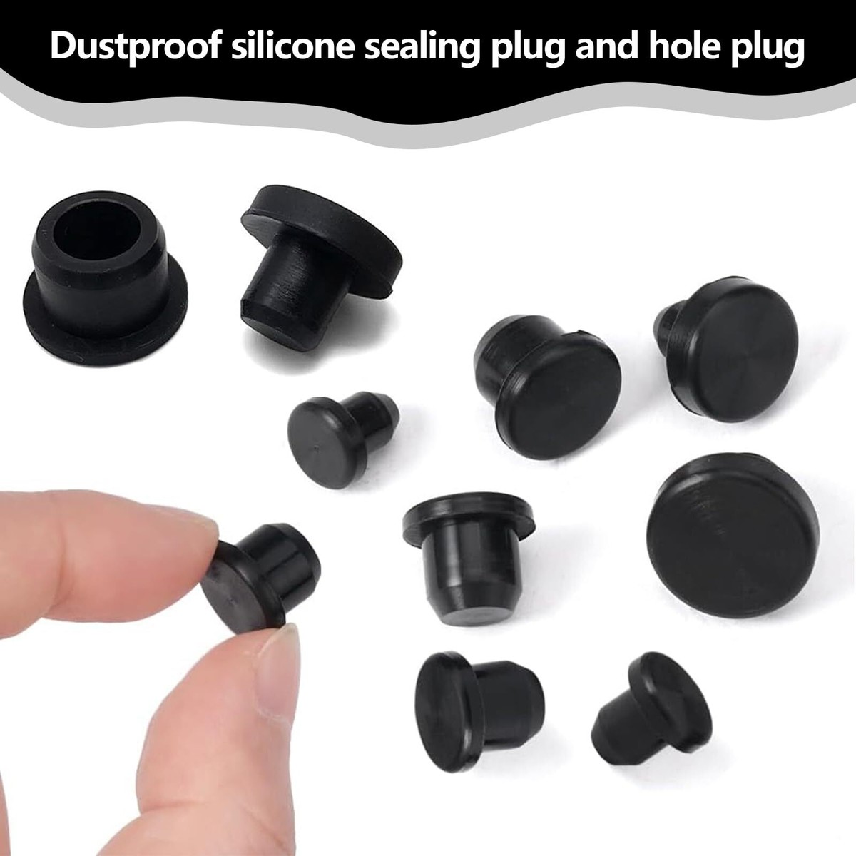Sourcing Map Silikon Lochstopfen (15 Stk.) – Für 9-10 Mm Löcher, Schwarz, Flexibel & Hitzebeständig