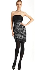 SUE WONG Nocturne Soutache Ribbon Beaded Pleated Chiffon Strapless Mini Dress 2