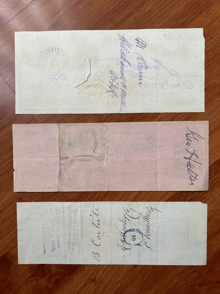 United States 1800's - 1900's: Three Different Old Bank Checks In lot ...