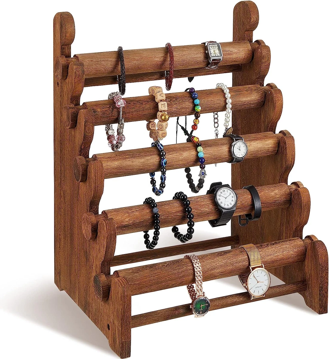 Bracelet Stand and Display 5 Tier Bracelet Holder Wooden Bracelet Organizer  Disp