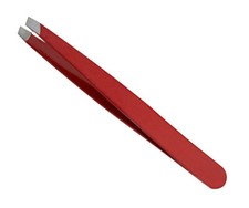 Red Slant Tip Tweezers Personal Care Skin Hair Removing Beauty Tools 10-PK