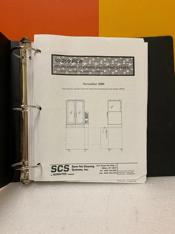 SCS 09-1084-2 IG-200 PCB Degreasing, Cleaning and Drying System Manual - Image 3 of 3