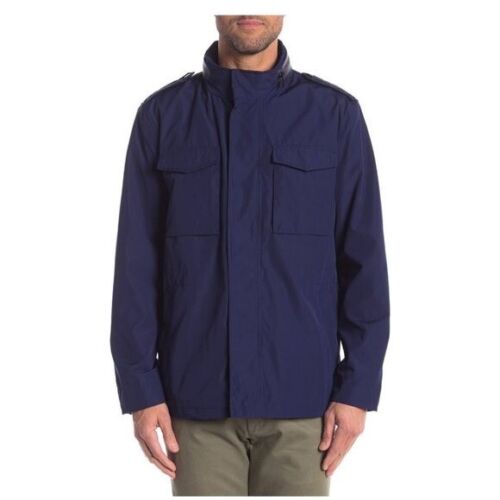 Cole Haan Mens Blue Hooded Pockets Field Parka Utility Jacket Sz XL NEW - Picture 2 of 11